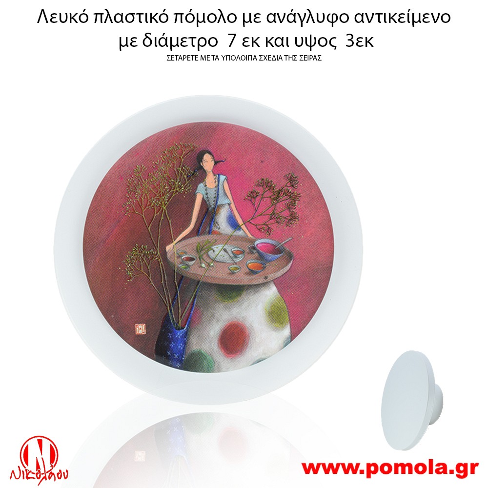 08 Πομολάκι Στρογγυλό Πλαστικό με ανάγλυφο σχέδιο