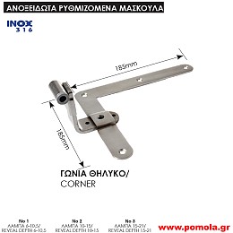 242 Ανοξείδωτα μάσκουλα ρυθμιζόμενα  inox 316 adjustable hinges