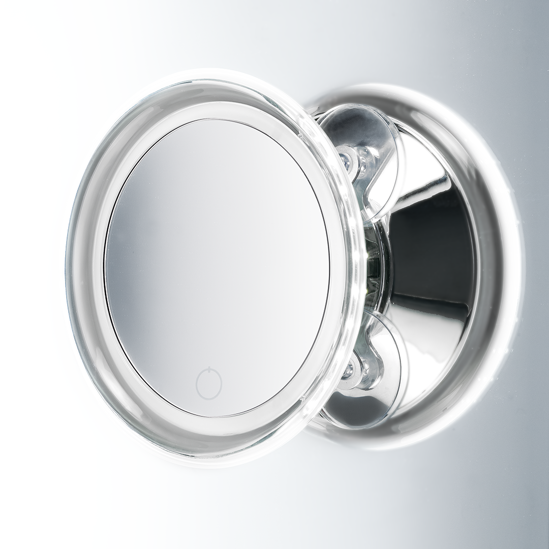 BS 18 TOUCH    LED Cosmetic mirror illuminated - Chrome with suction cup mounting - 5x magnification