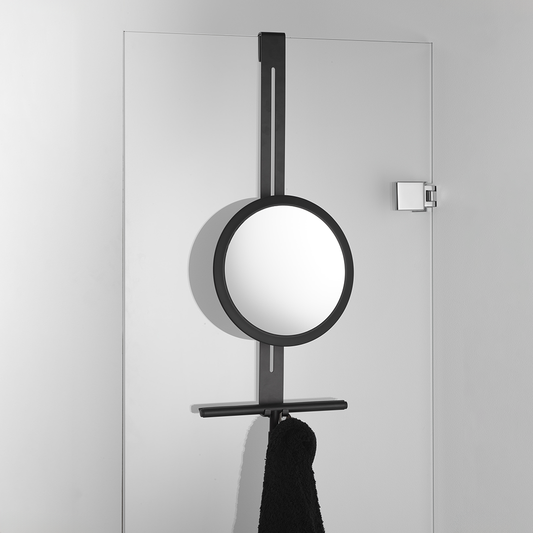 HANG UP 5X Cosmetic mirror for shower enclosure Black matt - 5x magnification