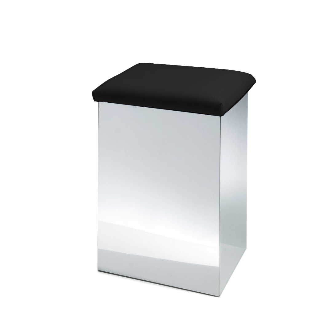 CASE HK 1 KS Stool and laundry basket - stainless steel polished - artificial leather black