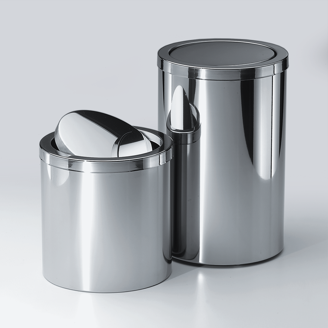 DW 124 Paper bin with revolving cover stainless steel polished