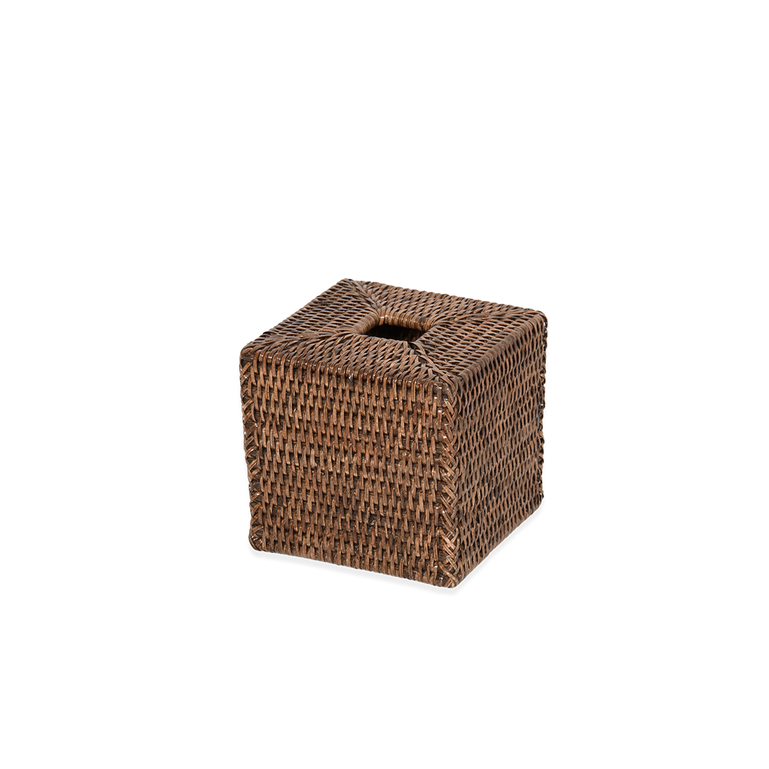 BASKET KBQ  Tissue box square - Rattan dark
