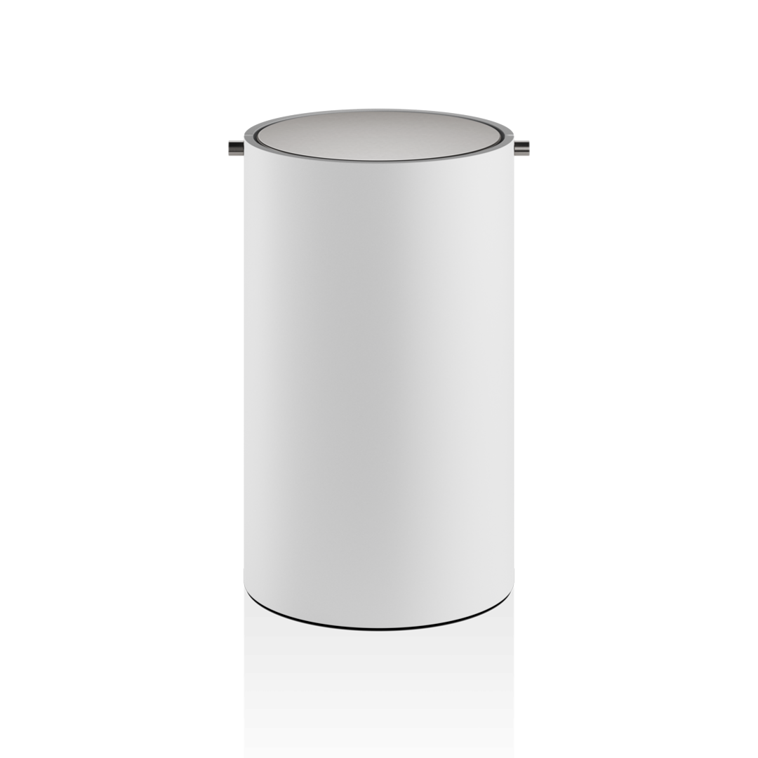 STONE BEMD     Paper bin with revolving cover - white matt / stainless steel matt