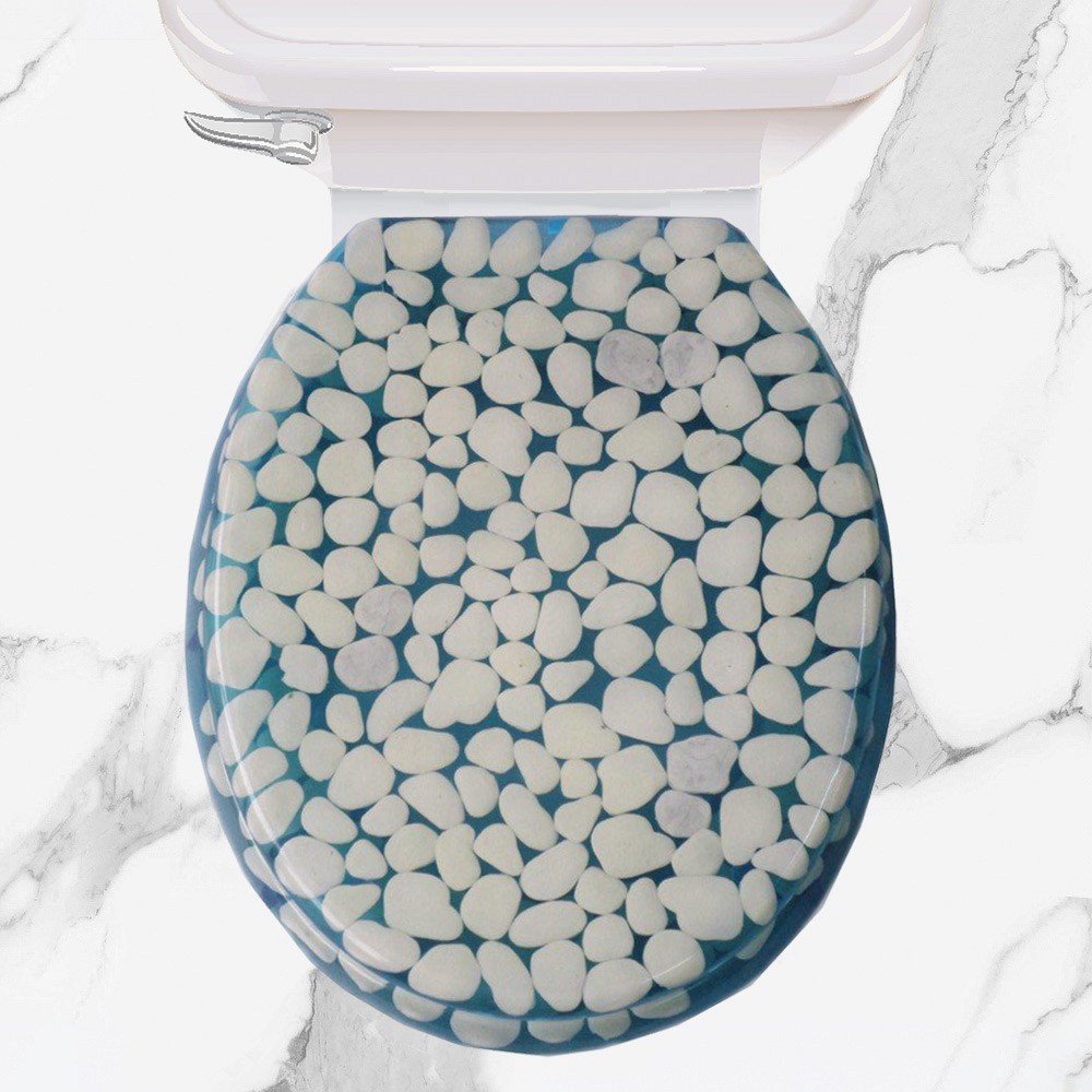 ΚΑΠΑΚΙ WC WHITE PEBBLES 36(φ)x43(μ) ΜΠΛΕ