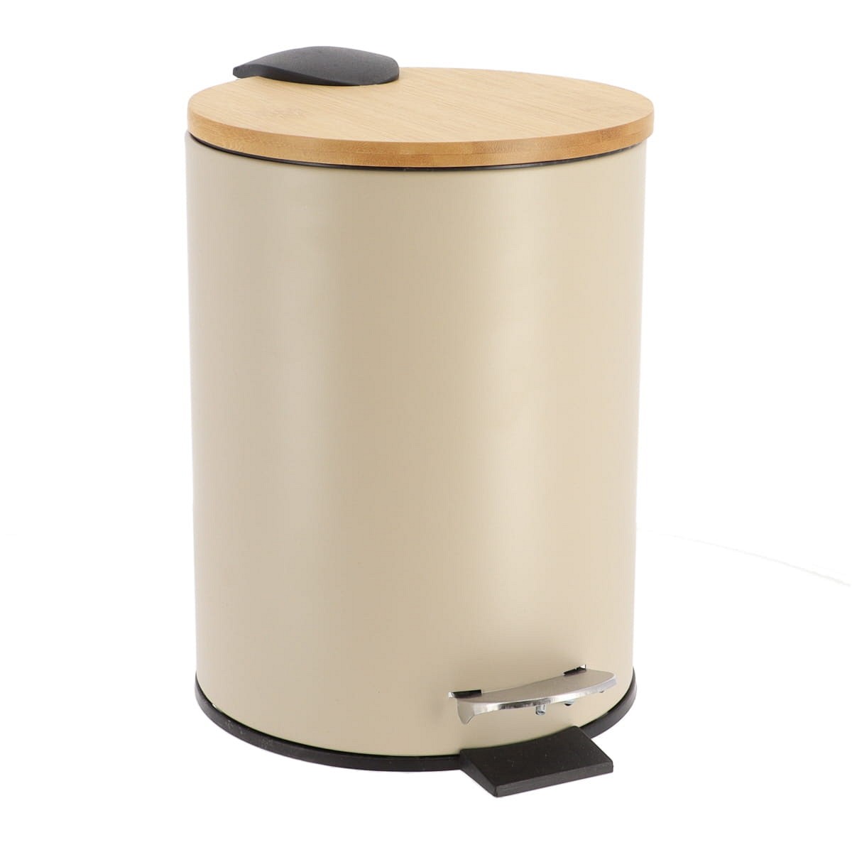 Κάδος μεταλλικός soft close 3 λιτρα με κάλυμμα bamboo χρώμα μπέζ