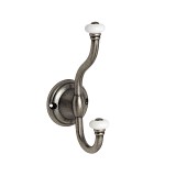 Roline 403 Κρεμάστρα από Ζάμακ & Πορσελάνη Old Silver-Λευκή 160x65mm