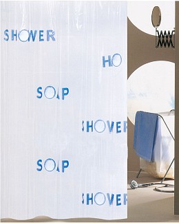 ΚΟΥΡΤΙΝΑ ΜΠΑΝΙΟΥ ΠΛΑΣΤΙΚΗ PEVA CLEAR WITH LETTERS 180(Μ)X180(Υ)