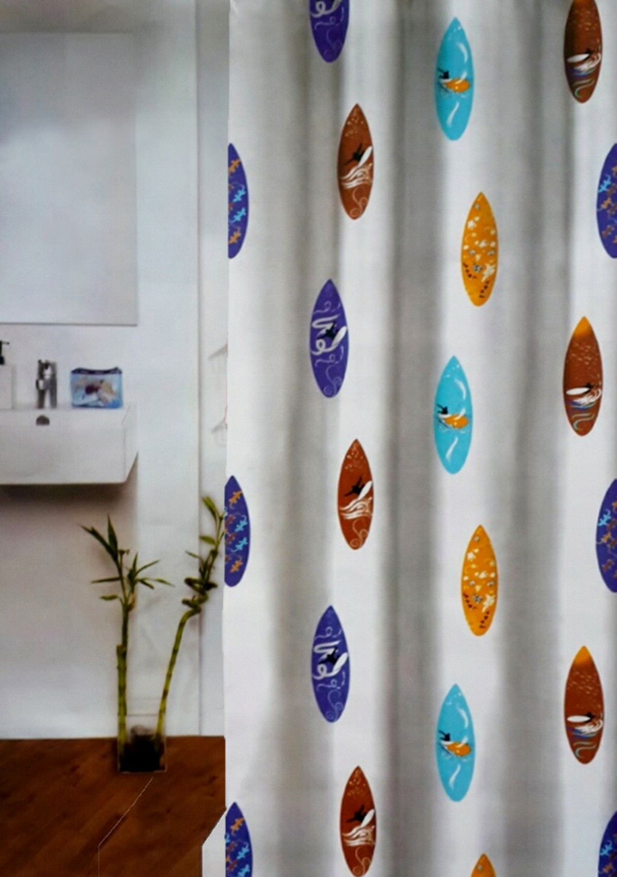 Κουρτίνα Μπάνιου Υφασμάτινη Surfing 180x200 εκ