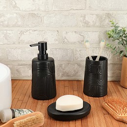 Σετ 3 τεμάχια αξεσουάρ μπάνιου stoneware  Eurocasa