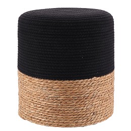 Σκαμπώ - πούφ ξύλο - bamboo φυσικό μαύρο 36χ34 cm Eurocasa