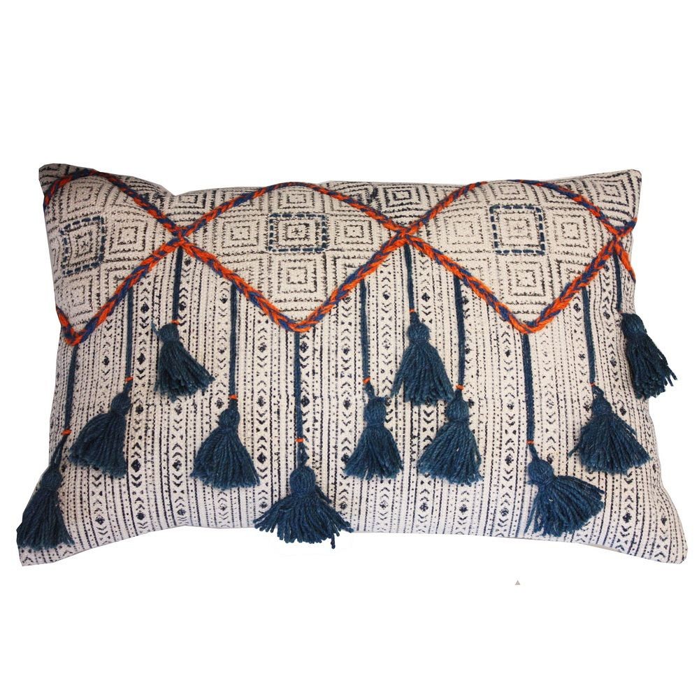 Μαξιλάρι 60x40εκ. μπλε φούντες