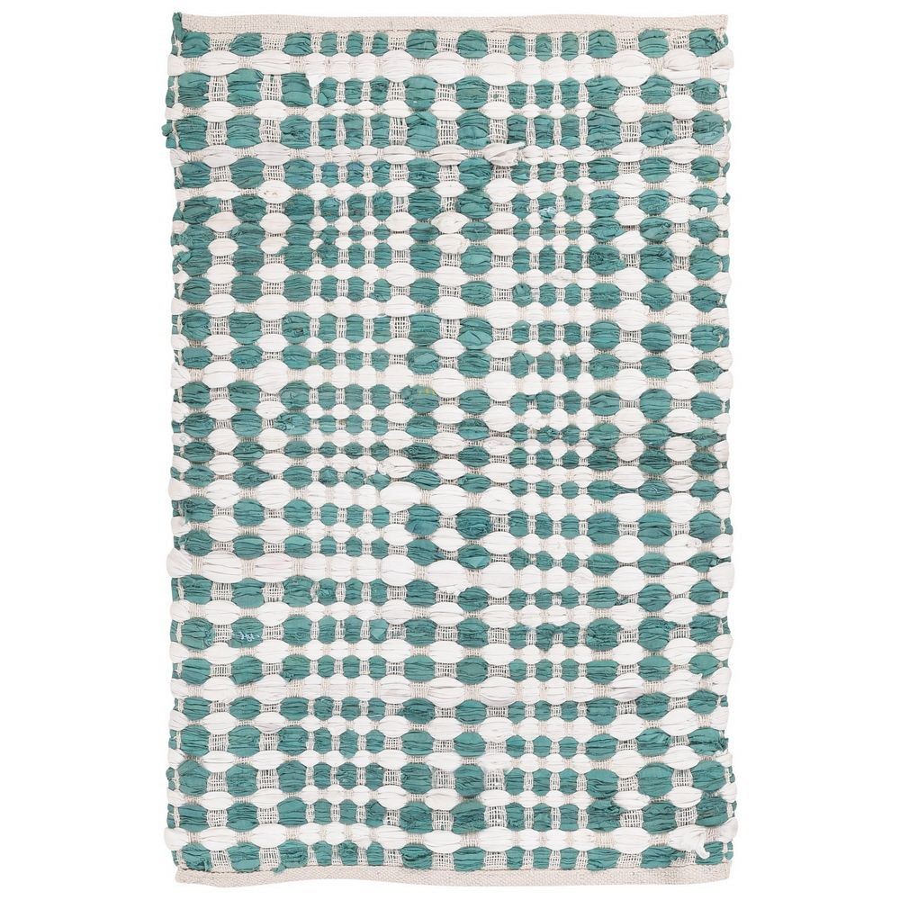 Χαλί 60x90 Πράσινο Άσπρο βαμβακερό