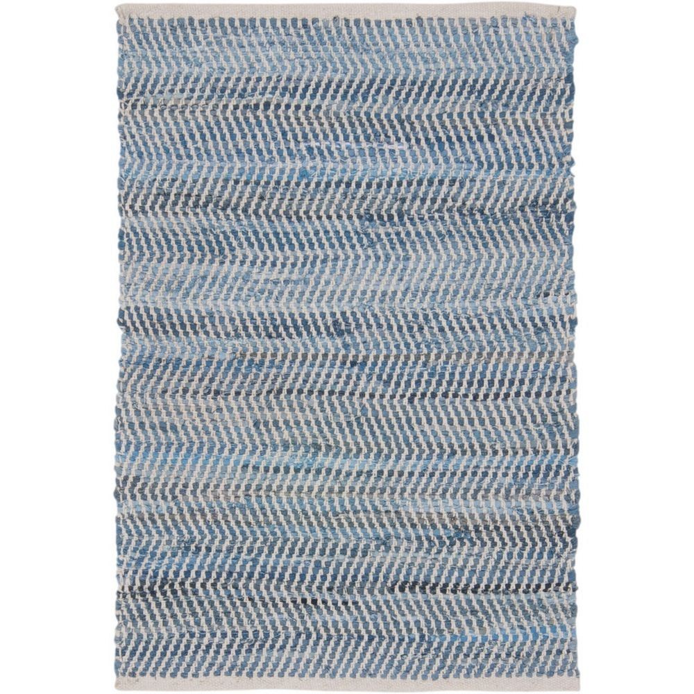 Χαλί 60x90 Ζικ Ζακ τζιν μπλε/φυσικό