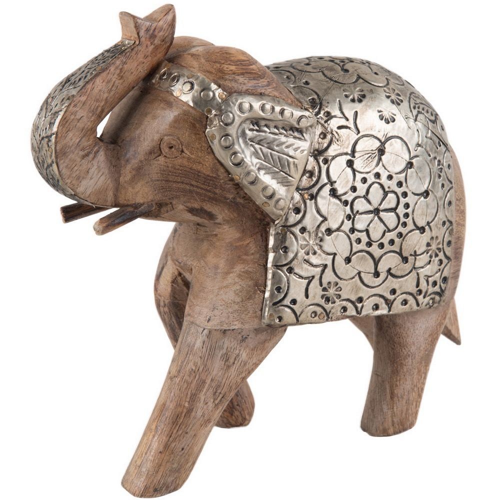 Ελέφαντας ξύλ. με μέταλλο 19εκ.