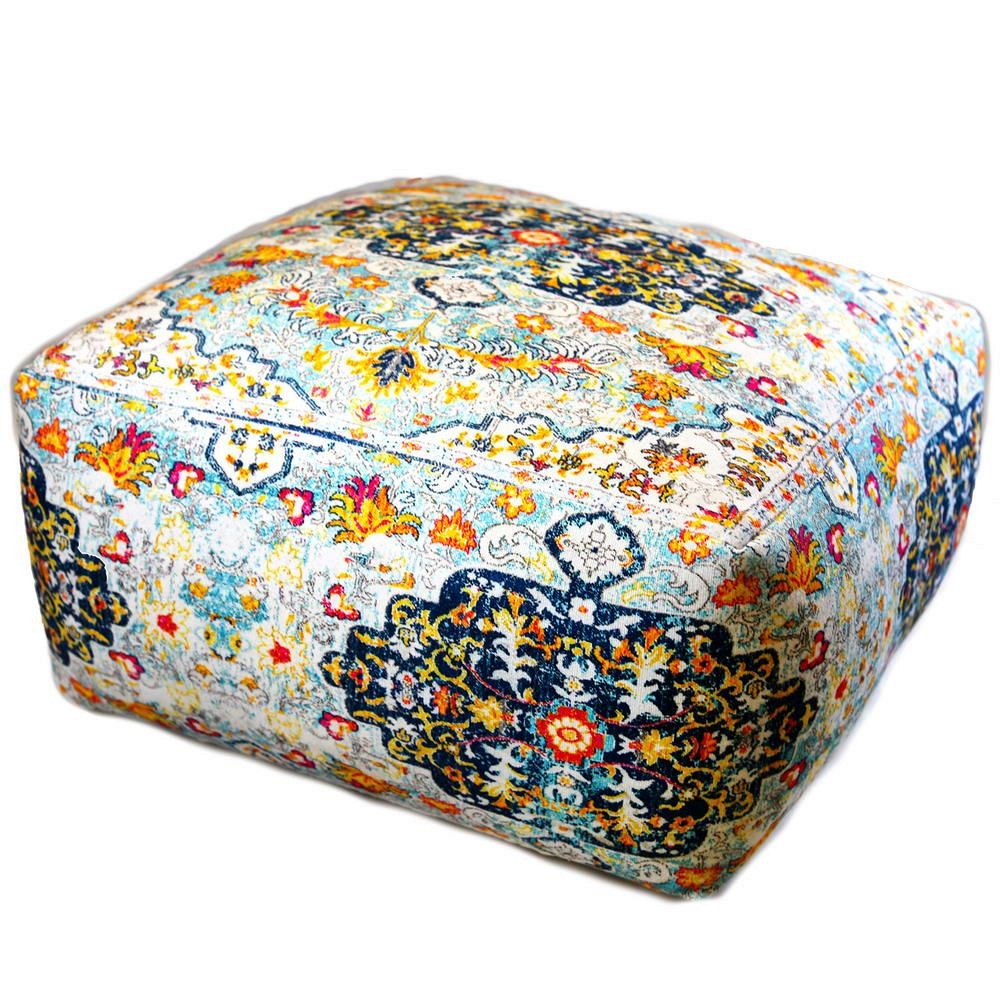 Πουφ blue fresco 60x60 υφαντό βαμβακερό