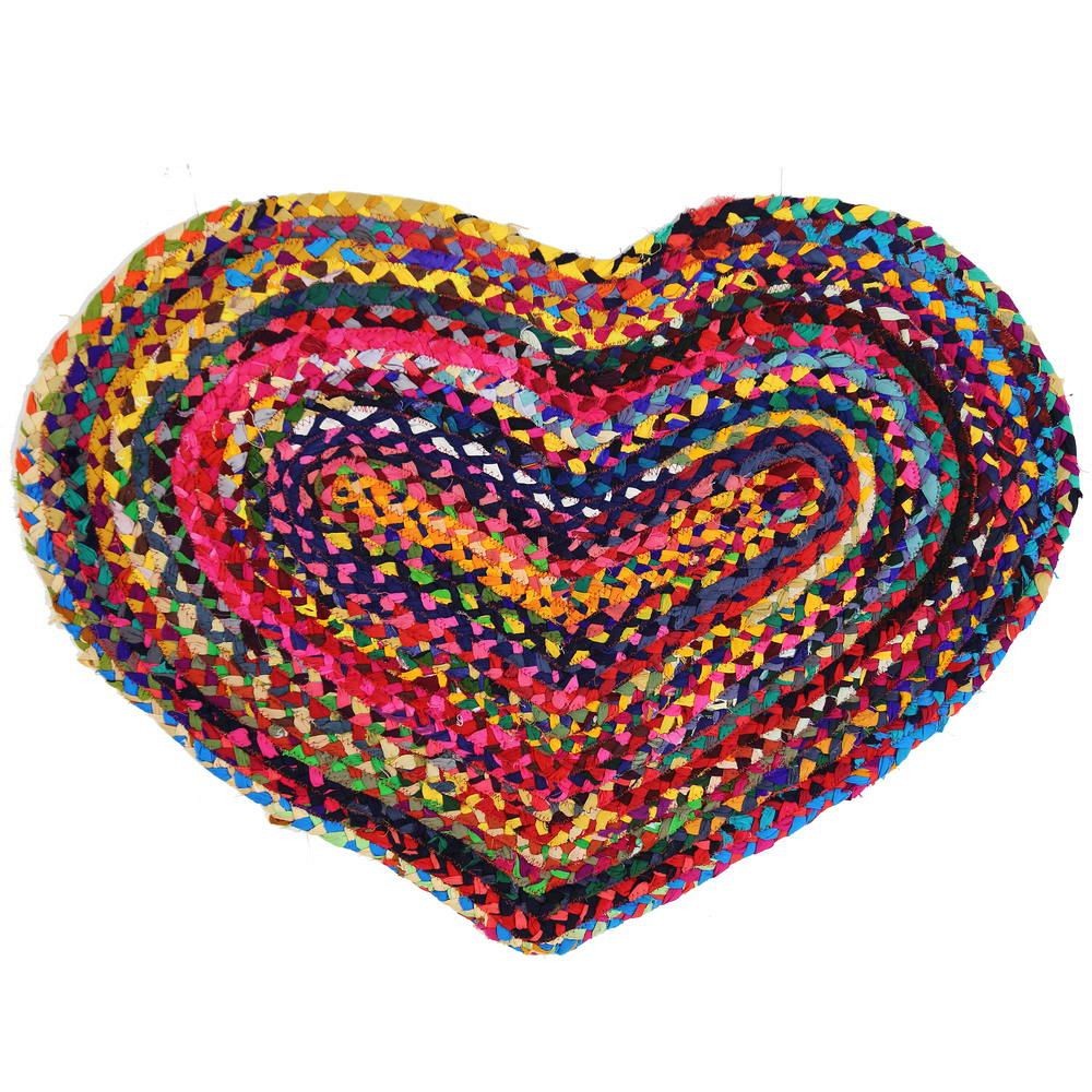 Χαλί 90x60εκ. πλεκτή καρδιά βαμβακερό