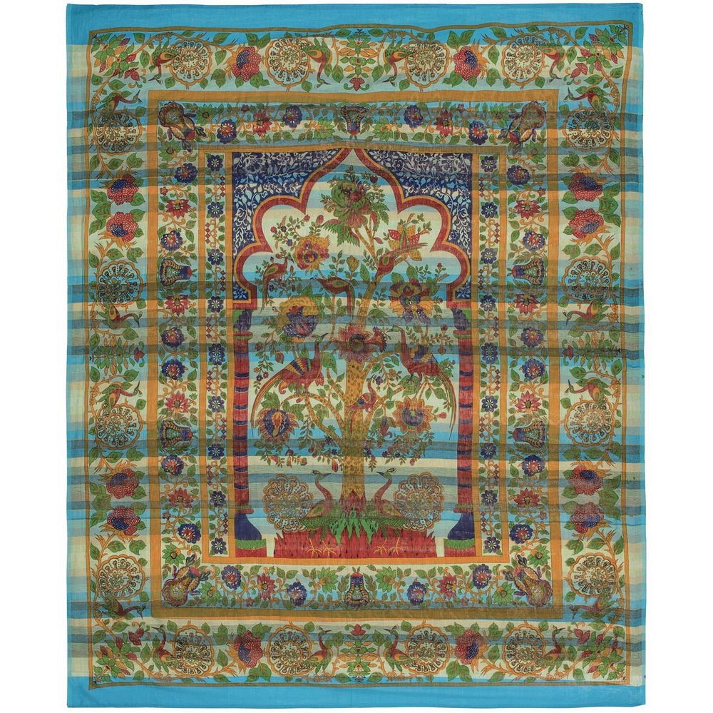 Ταπισερί 210x245 με δέντρο ζωής - Τιρκουάζ βαμβακερό