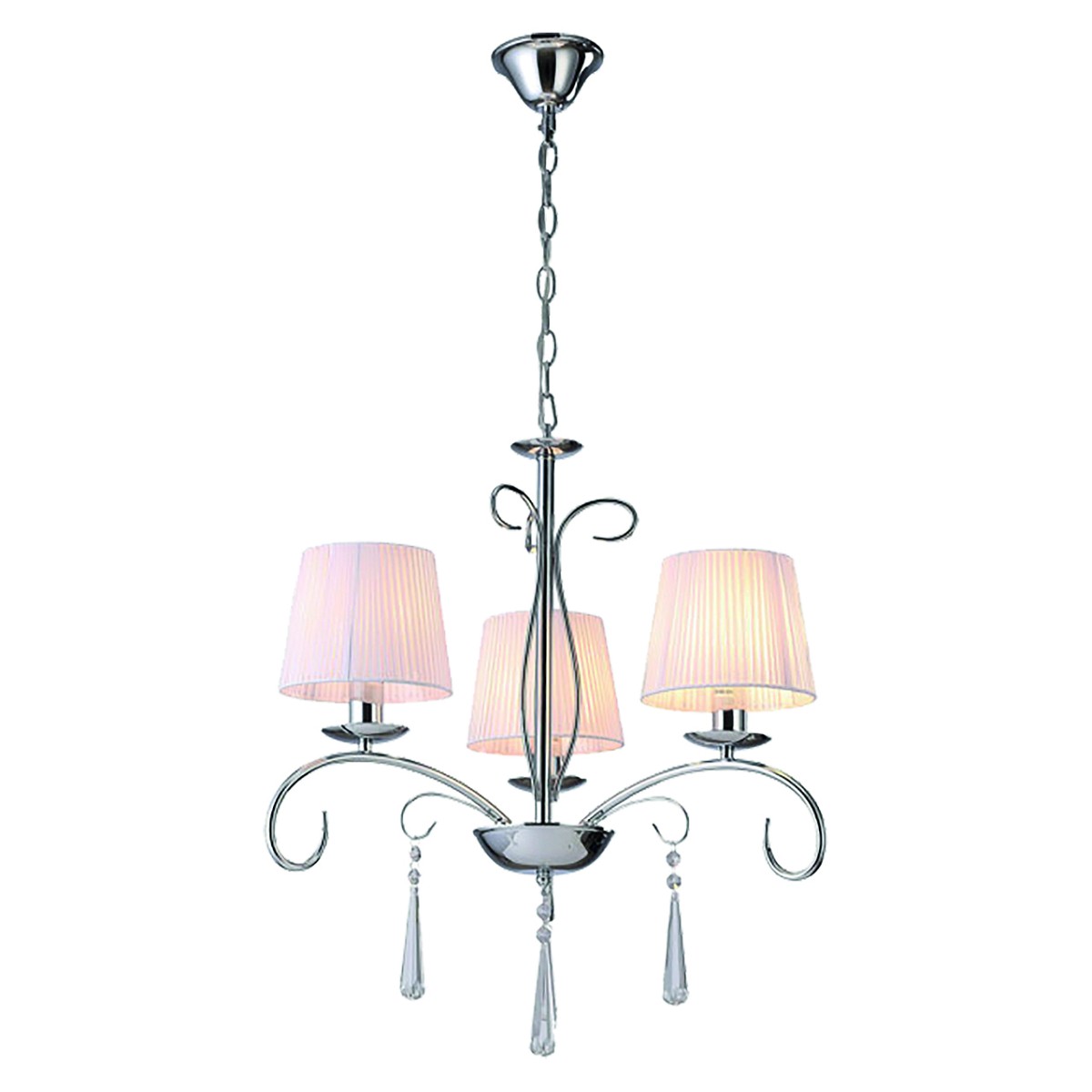 KQ 9007-3 FLAREN NICKEL PENDANT CRYSTALS & WHITE SHADES 1Ζ2