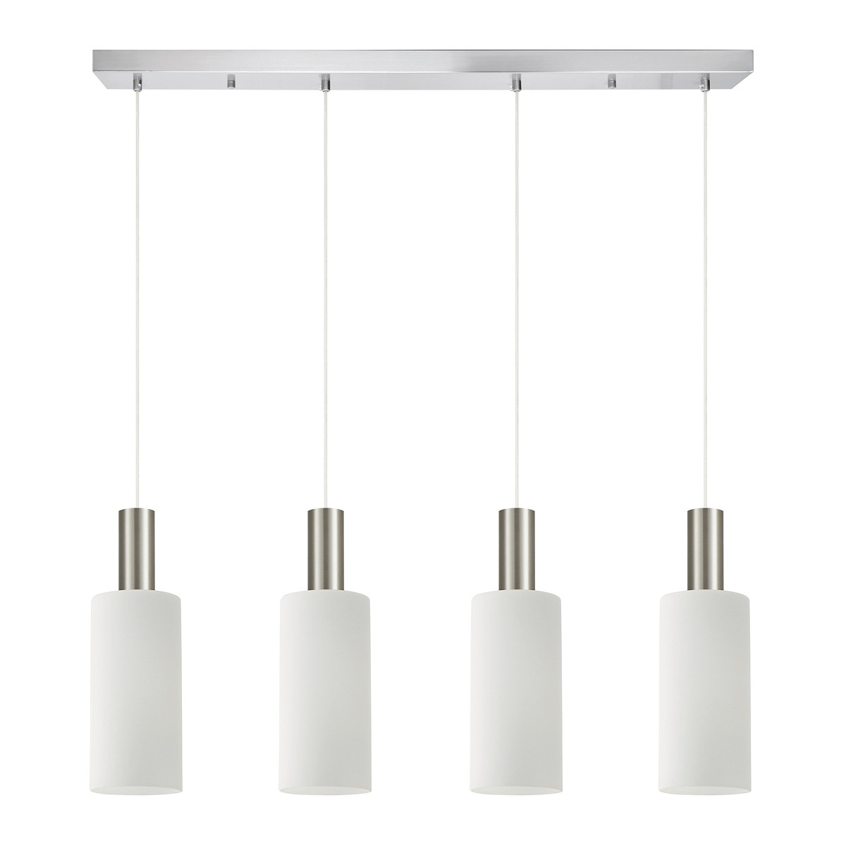 SE21-NM-4-4NM-GL3 ADEPT TUBE Nickel Matt Pendant White Glass+