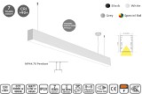 MP44.70P-059-S-3-O-OF-WH Linear Profile Lighting Pendant 44.5x70mm 59cm