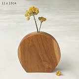 Πλακέ στρογγυλό ξύλινο βάζο 10εκ.