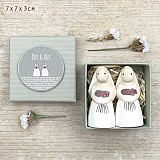 Νύφη & Νύφη σε κουτί ξυλόγλυπτα 6x6εκ.