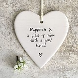 Καρδιά πορσελάνη 8,5x9,5 εκ. - Happiness is a glass…