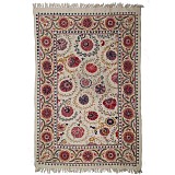 Χαλί 120x180 κρεμ λουλούδια κέντημα