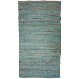 Χαλί γιούτα & δέρμα Τιρκουάζ 90x150εκ.