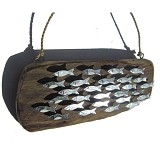 Σχολείο ψαράκια ασημί σε ξύλο 14,5εκ.