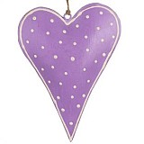 Καρδιά πουά λιλά 17x13εκ. Μεταλλική