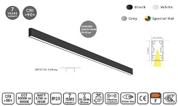 MP27.56C-059-H-3-O-OF-BL Linear Profile Lighting Ceiling 27.5x56mm 59cm