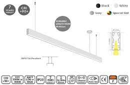 MP27.56P-059-H-3-O-OF-WH Linear Profile Lighting Ceiling 27.5x56mm 59cm