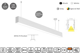 Linear Profile Lighting Pendant 44.5x70mm 451cm