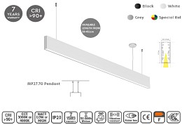 MP27.70P-059-S-3-O-OF-BL Linear Profile Lighting Ceiling 27.5x70mm 59cm