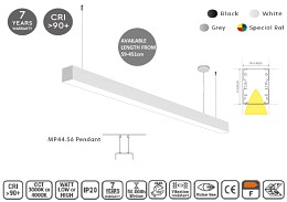 MP44.56P-087-H-3-O-OF-WH Linear Profile Lighting Ceiling 44.5x56mm 87cm