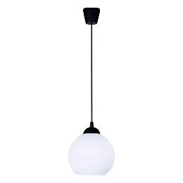 KQ 8865-1 SWIRL BLACK PENDANT WITH WHITE GLASS