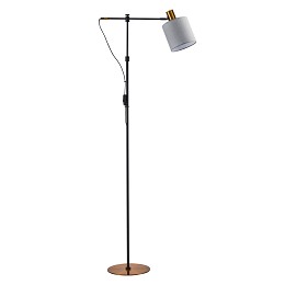 SE21-GM-39-SH1 ADEPT FLOOR LAMP Gold Matt and Black Metal Floor Lamp Grey Shade+
