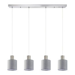 SE21-NM-4-4NM-SH2 ADEPT TUBE Nickel Matt Pendant Grey Fabric Shade+