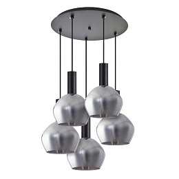 SE21-BL-4-5BL-GL2 ADEPT TUBE Black Pendant Smoked Glass+