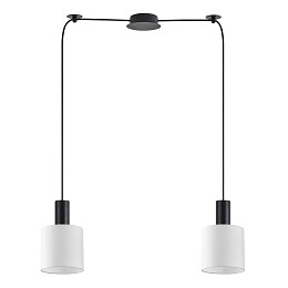 SE21-BL-4-BL2-SH1 ADEPT TUBE Black Pendant White Fabric Shade+
