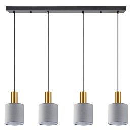 SE21-GM-4-4BL-SH2 ADEPT TUBE Gold Matt Pendant Grey Fabric Shade+