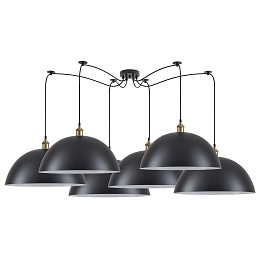 SE21-BR-10-BL6-MS50 MAGNUM Bronze Metal Pendant Black Shade with Black Fabric Cable+