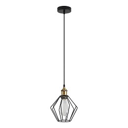SE21-BR-10-GR1 MAGNUM Bronze Metal Pendant Black Metal Grid with Black Fabric Cable+