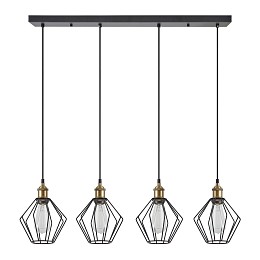 SE21-BR-10-4BL-GR1 MAGNUM Bronze Metal Pendant Black Metal Grid with Black Fabric Cable+