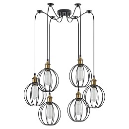 SE21-BR-10-BL6-GR2 MAGNUM Bronze Metal Pendant Black Metal Grid with Black Fabric Cable+