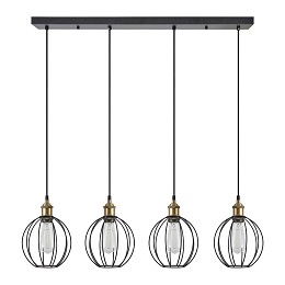 SE21-BR-10-4BL-GR2 MAGNUM Bronze Metal Pendant Black Metal Grid with Black Fabric Cable+