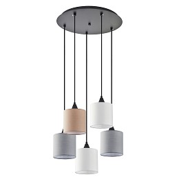 SE21-BL-B10-5BL-SH123 ADEPT FLEX White, Grey, Brown Fabric Shade Pendant+