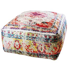 Πουφ Floral lace 60x60 υφαντό βαμβακερό
